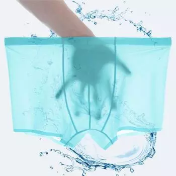 Мужские ультратонкие прозрачные трусы-боксеры Ice Silk с низкой талией XXL