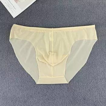 Мужские ультратонкие сексуальные модные бесшовные дышащие удобные однотонные эластичные трусы-слипы больших размеров из ледяного шелка M