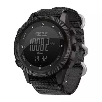 Мужские уличные электронные часы, секундомер, секундомер, давление, температура, компас, многофункциональные водонепроницаемые транспортные автоматические часы One Size чёрный