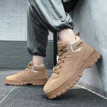 Мужские уличные ботинки цвета хаки, кроссовки для бега в уличном стиле, черные высокие походные ботинки, ботинки-ботинки большого размера EU: 39 чёрный