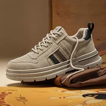 Мужские уличные ботинки телесного цвета, повседневные, модные, удобные, мужские, прогулочные ботинки, низкие, со шнуровкой, на толстой подошве, рабочие ботинки 39