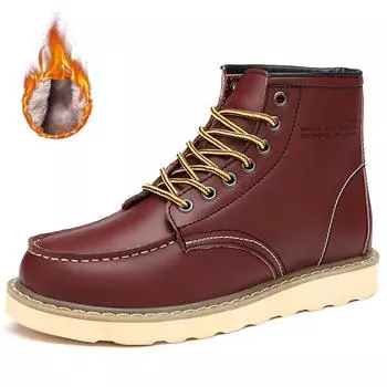 Мужские уличные ботинки Tooling Boots, походные ботинки, повседневные ретро-мужские уличные ботинки с широким голенищем, зимние теплые ботинки больших размеров EU:45 коричневый