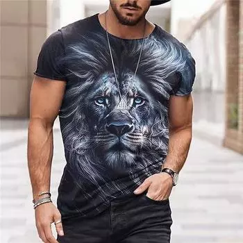 Мужские уличные футболки с 3D принтом, летние топы, одежда больших размеров, футболки с животными, топ с короткими рукавами и круглым вырезом, дышащие мужские рубашки S