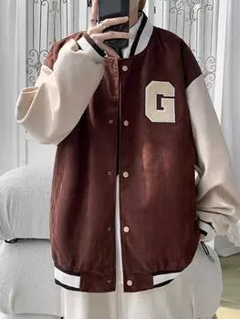 Мужские уличные куртки в стиле хип-хоп Y2K, пальто, мужские осенние уличные трендовые универсальные бейсбольные униформы, мужские куртки-бомберы M чёрный