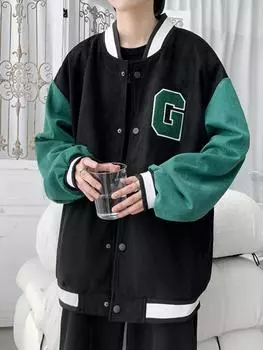 Мужские уличные куртки в стиле хип-хоп Y2K, пальто, мужские осенние уличные трендовые универсальные бейсбольные униформы, мужские куртки-бомберы XL синий