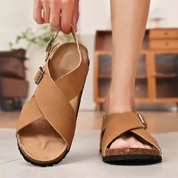 Мужские уличные сандалии, летняя повседневная универсальная мужская обувь, трендовые дышащие пляжные сандалии 46 коричневый