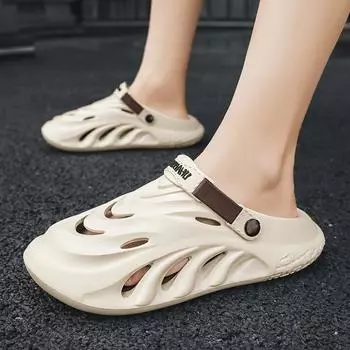 Мужские уличные сандалии, шлепанцы, пляжные удобные сабо на толстой подошве, мужская повседневная обувь, садовая обувь, мужские и женские пляжные сандалии 42-43 бежевый