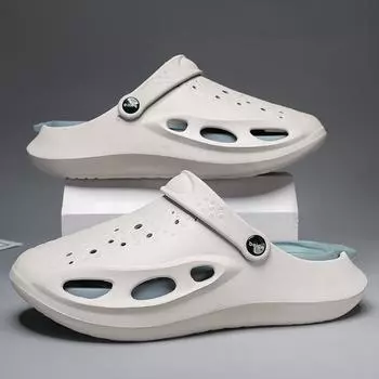 Мужские уличные сандалии, тапочки, пляжные удобные шлепанцы, толстая подошва, мягкие сабо, мужская повседневная обувь, садовая обувь, мужские пляжные сандалии 40-41 хаки