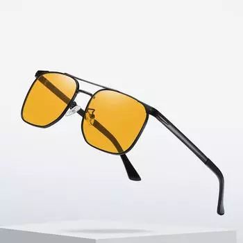 Мужские уличные солнцезащитные очки в металлической двойной лучевой оправе в квадратной оправе
