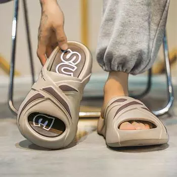 Мужские уличные тапочки, пляжные сандалии из материала ЭВА, летние, на толстой подошве, для отдыха на открытом воздухе, в спортивном стиле, с открытым носком 40-41