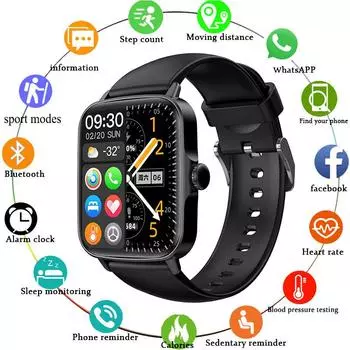 Мужские умные часы Bluetooth, ответ на звонок, воспроизведение музыки, умные часы, фитнес-часы, спортивные водонепроницаемые часы для женщин, iPhone, Android With Original Box