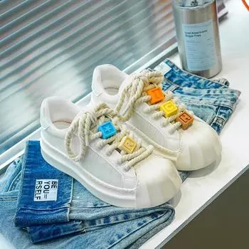 Мужские универсальные белые сетчатые кроссовки — тренд лета 2023 года, дышащая повседневная обувь на толстой подошве для пар 36 (Women s) грязно-белый