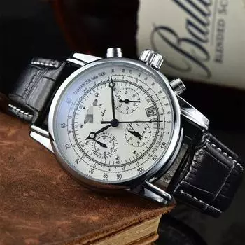 Мужские универсальные часы-хронограф с шестью стрелками, повседневные кварцевые часы, наручные часы LH синий