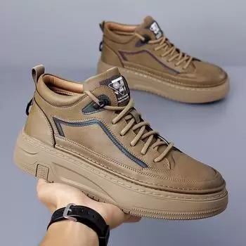 Мужские универсальные кроссовки из натуральной кожи, повседневная обувь для активного отдыха, классические мужские туфли средней высоты, модная мужская обувь для скейтбординга 38 серый