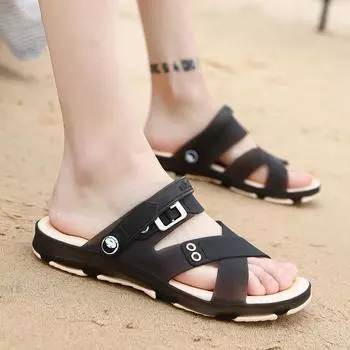 Мужские универсальные летние пляжные и водительские сандалии с противоскользящей подошвой - износостойкие шлепанцы с отверстиями двойного назначения 39