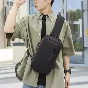 Мужские универсальные нейлоновые поясные сумки, водонепроницаемые мужские легкие дорожные нагрудные сумки для отдыха, мужские модные сумки на плечо чёрный