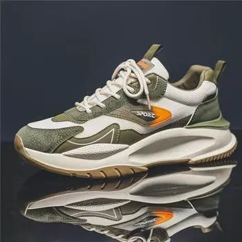 Мужские универсальные повседневные кроссовки на толстой подошве - модный корейский сетчатый дизайн Size 44