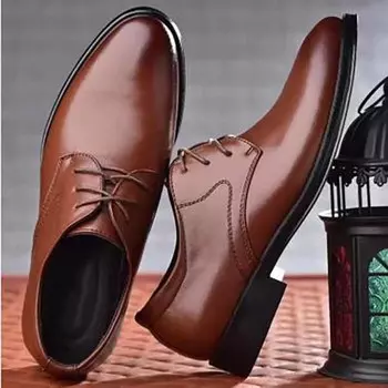 Мужские универсальные повседневные туфли на шнуровке на весну и осень в однотонном стиле 48