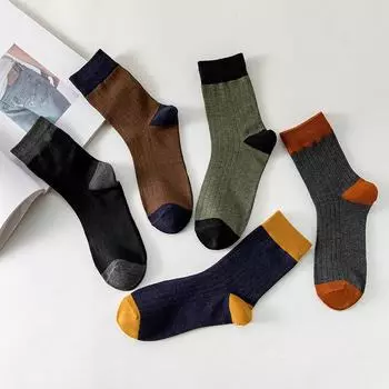 Мужские универсальные шерстяные носки средней длины — Новое поступление на осень/зиму: Повседневная, плотная, дышащая и теплая. шоколадный