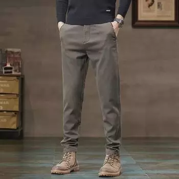 Мужские универсальные узкие прямые брюки-стрейч - Коллекция Весна/Осень 33 чёрный