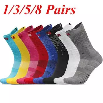 Мужские утолщенные элитные баскетбольные носки для велоспорта, молодежные хлопковые носки для занятий спортом на открытом воздухе, мужские носки для бега 1 pair небесно-голубой