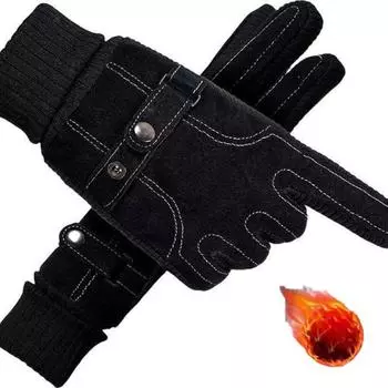 Мужские утолщенные перчатки для верховой езды, зимние новые мягкие перчатки для сенсорного экрана, для езды на велосипеде и мотоцикле, хлопковые перчатки чёрный