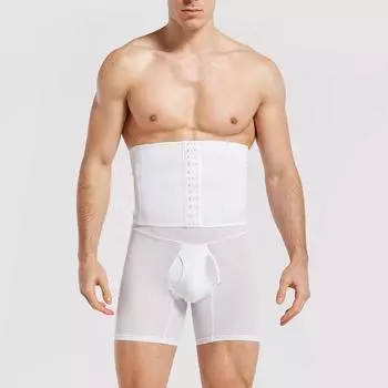 Мужские утягивающие брюки с высокой талией и бедрами, корректирующие фигуру, трехбортное дышащее нижнее белье M белый