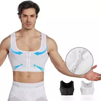 Мужские утягивающие колготки на молнии с жилетом M белый