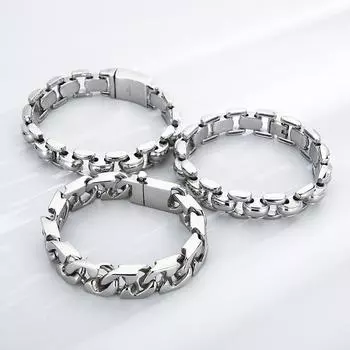 Мужские ювелирные изделия из полированной титановой стали, мужские геометрические ювелирные изделия, браслет с пряжкой