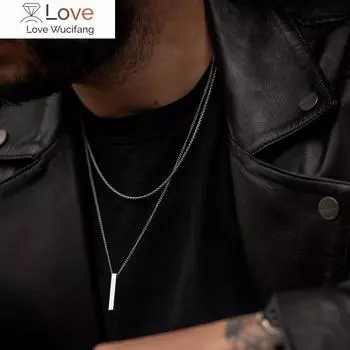 Мужские ювелирные изделия, прямоугольное ожерелье с подвеской, мужское классическое ожерелье из нержавеющей стали шириной 2 мм, цепочка из звеньев из нержавеющей стали для мужчин, ювелирное изделие, подарок