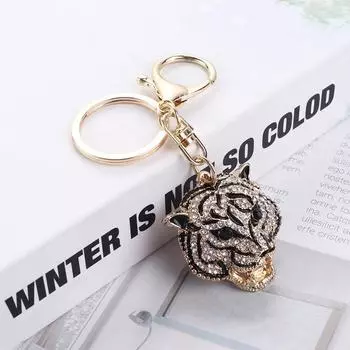 Мужские ювелирные изделия со стразами, подвеска в виде животного в виде головы леопарда, брелок для ключей от машины, брелок в виде головы леопарда Leopard Head