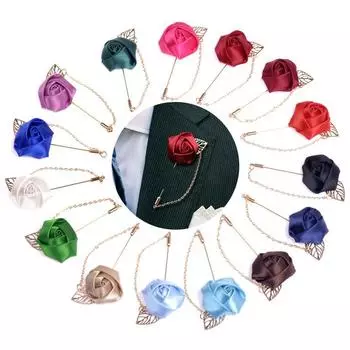 Мужские ювелирные изделия золотой костюм лацкан свадьба 1 шт. новый цветок розы лист брошь булавка модная бутоньерка палка мужские подарочные аксессуары