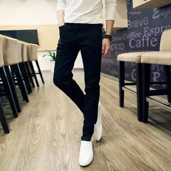 Мужские узкие эластичные белые джинсы – тренд весны и осени, большой размер, чисто-белый 30