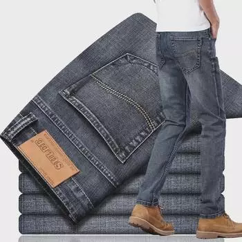 Мужские узкие прямые эластичные деловые повседневные легкие джинсы 36