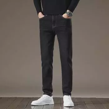 Мужские узкие прямые черные джинсы - Весна/Осень Модные брюки темперамент 38 (3 feet) 100 kg синий
