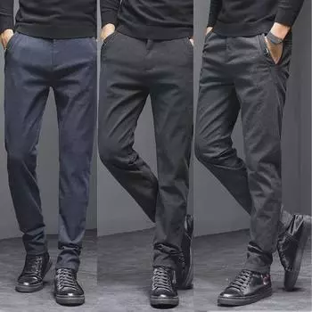 Мужские узкие прямые повседневные брюки — удобные, универсальные, модные для весны и осени 33