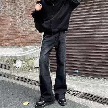 Мужские узкие расклешенные джинсы в стиле ретро S чёрный