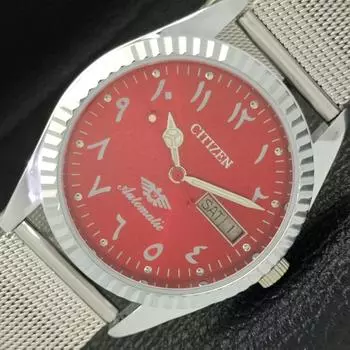 МУЖСКИЕ ВОССТАНОВЛЕННЫЕ CITIZEN 8200 JAPAN АВТОМАТИЧЕСКИЕ АРАБСКИЕ ЧАСЫ С КРАСНЫМ ЦИФЕРБЛАТОМ a426225-2 RL620c-a426225