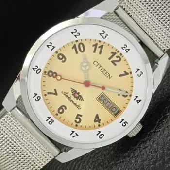 МУЖСКИЕ ВОССТАНОВЛЕННЫЕ CITIZEN 8200 JAPAN АВТОМАТИЧЕСКИЕ НАРУЧНЫЕ ЧАСЫ С ЗОЛОТЫМ ЦИФЕРБЛАТОМ a426409-2 RL-a426409