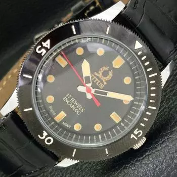 МУЖСКИЕ ВОССТАНОВЛЕННЫЕ ШВЕЙЦАРСКИЕ ЧАСЫ TITUS 40 ММ С ПОВОРОТНЫМ БЕЗЕЛЕМ И ЧЕРНЫМ ЦИФЕРБЛАТОМ a430774-2 R104-a430774