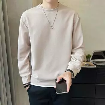 Мужские вафельные толстовки с капюшоном, мужские пуловеры с длинным рукавом и круглым вырезом, легкие удобные толстовки, мужские топы M белый