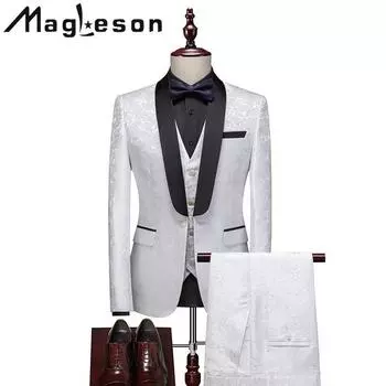 Мужские вечерние костюмы Костюм жениха Мужские костюмы-тройки и блейзеры M белый