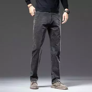 Мужские вельветовые брюки - зимние и весенние повседневные прямые брюки 34 серый