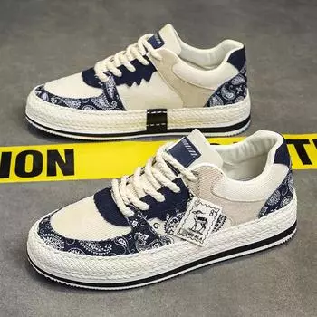 Мужские вельветовые повседневные эспадрильи на шнуровке 39 синий/бежевый