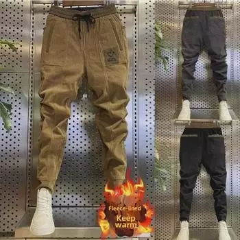 Мужские вельветовые повседневные брюки прямого кроя в стиле знаменитостей XL