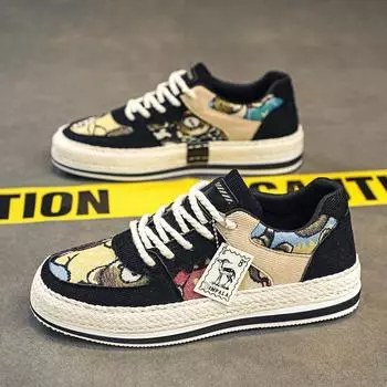 Мужские вельветовые повседневные туфли на шнуровке, эспадрильи 39 чёрный