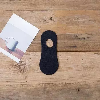 Мужские весенне-летние новые хлопковые носки-невидимки удобные с низким вырезом силиконовые нескользящие однотонные 1 pair чёрный
