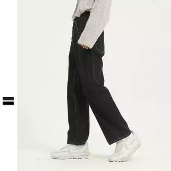 Мужские весенне-летние новые однотонные потертые прямые джинсы свободного покроя для мужчин S