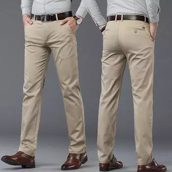 Мужские весенне-летние повседневные деловые длинные брюки, мужские эластичные прямые официальные брюки, большие размеры 30-40 30 оливковое зеленый