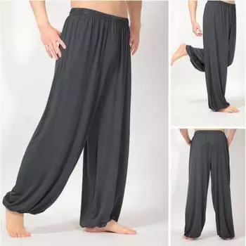 Мужские весенне-летние свободные повседневные брюки большого размера, свободные брюки для йоги и фитнеса 3XL чёрный